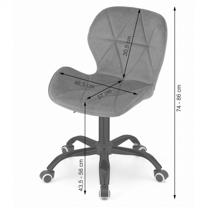 Scaun de birou, Artool, Noto, catifea, gri si negru, 53.5x57.5x74-86 cm [12]
