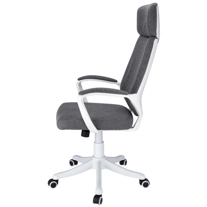Scaun de birou, Jumi, rotativ, functie tilt, textil, gri si alb, max 120 kg, 64x65x111-120 cm [6]