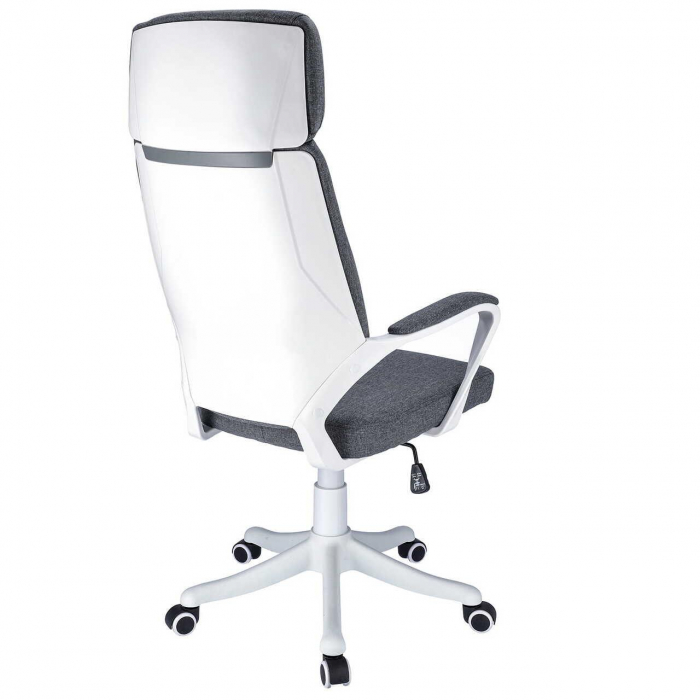 Scaun de birou, Jumi, rotativ, functie tilt, textil, gri si alb, max 120 kg, 64x65x111-120 cm [7]