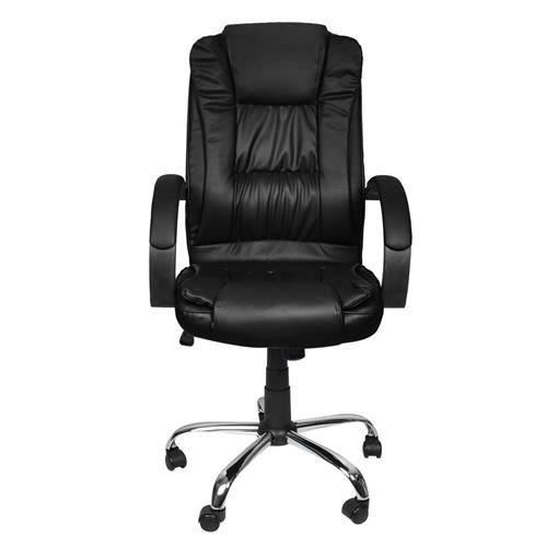 Scaun de birou, rotativ, functie tilt, piele ecologica, otel, negru, max 130 kg, 60x60x113/123 cm, Malatec [10]