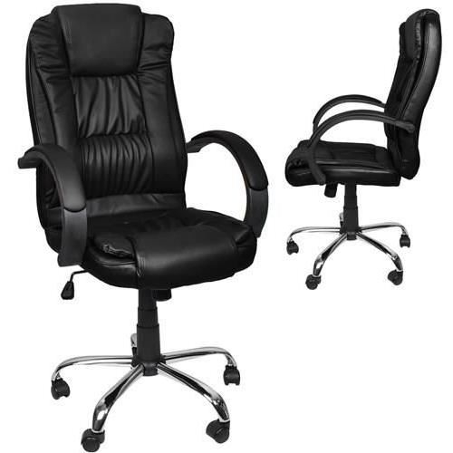 Scaun de birou, rotativ, functie tilt, piele ecologica, otel, negru, max 130 kg, 60x60x113/123 cm, Malatec [12]