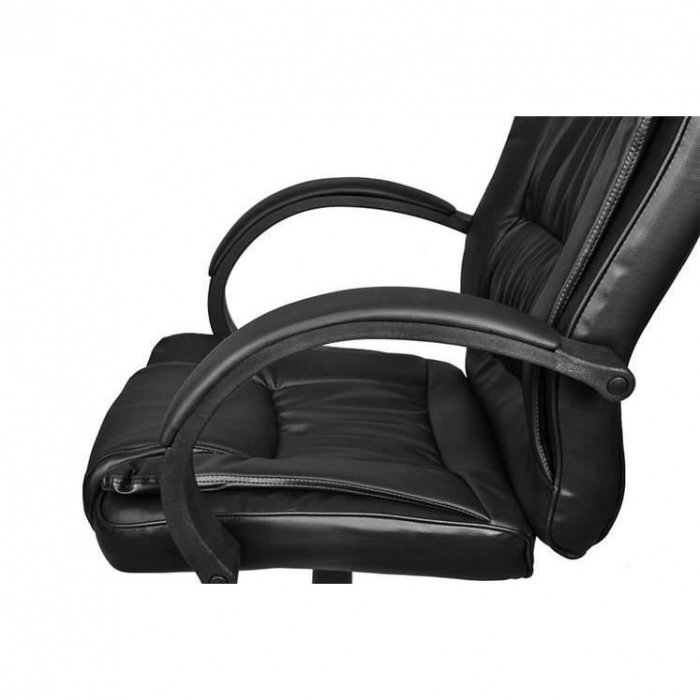 Scaun de birou, rotativ, functie tilt, piele ecologica, otel, negru, max 130 kg, 60x60x113/123 cm, Malatec [7]