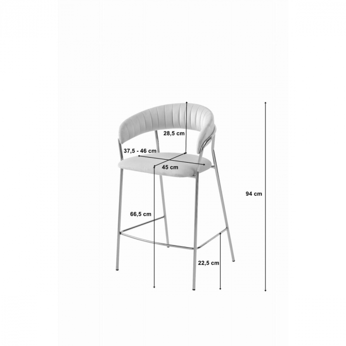 Scaun de bucatarie/bar, Artool, Badia, catifea, otel, bej si auriu, 46x45x94 cm [2]