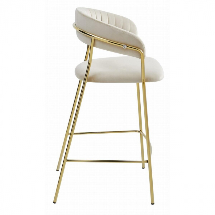 Scaun de bucatarie/bar, Artool, Badia, catifea, otel, bej si auriu, 46x45x94 cm [4]