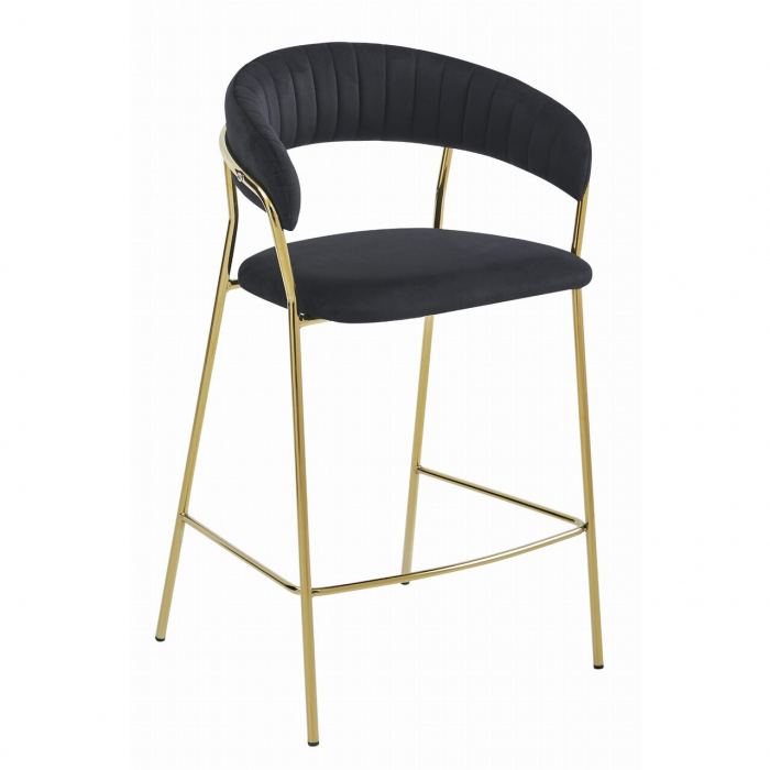 Scaun de bucatarie/bar, Artool, Badia, catifea, otel, negru si auriu, 46x45x94 cm [1]