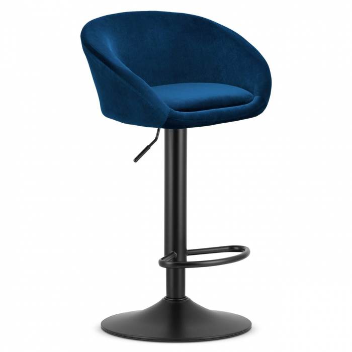 Scaun de bucatarie/bar, Artool, East, rotativ, catifea, bleumarin si negru, 53x46x81-103 cm [1]