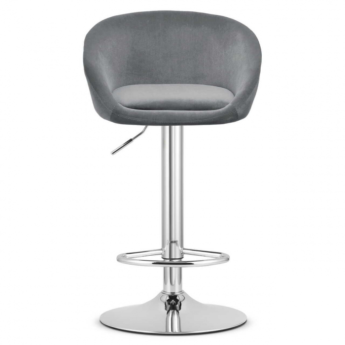 Scaun de bucatarie/bar, Artool, East, rotativ, catifea, gri si argntiu, 53x46x81-103 cm [4]