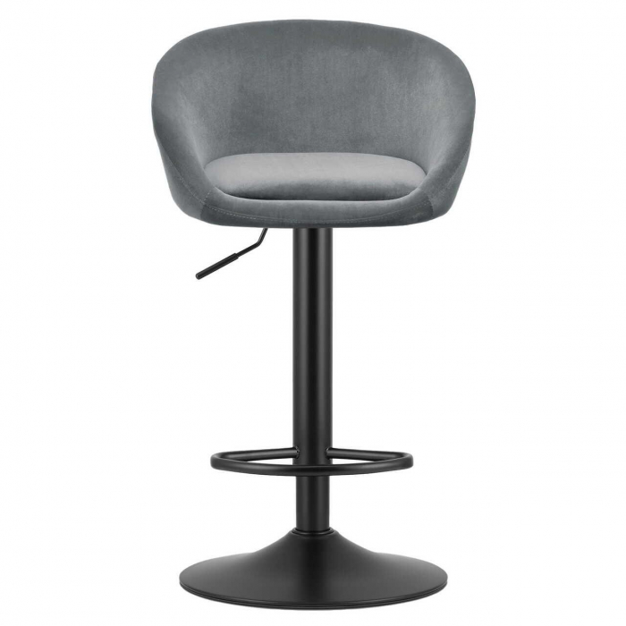Scaun de bucatarie/bar, Artool, East, rotativ, catifea, gri si negru, 53x46x81-103 cm [6]