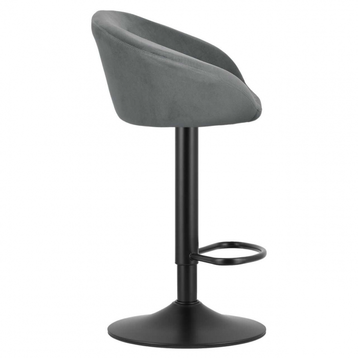 Scaun de bucatarie/bar, Artool, East, rotativ, catifea, gri si negru, 53x46x81-103 cm [4]