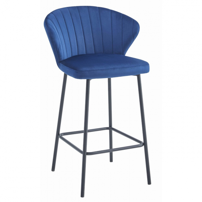 Scaun de bucatarie/bar, Artool, Gatta, catifea, otel, albastru si negru, 43.5x36.5x90.5 cm [1]