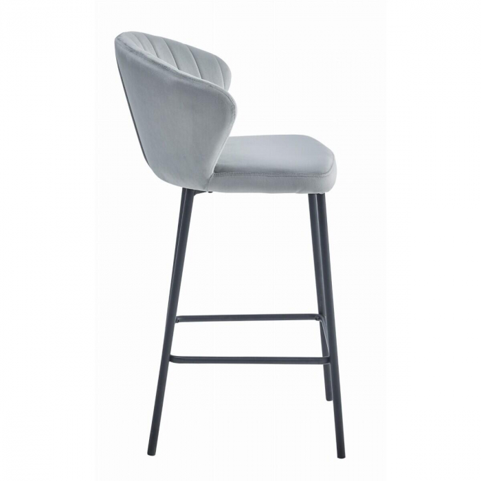 Scaun de bucatarie/bar, Artool, Gatta, catifea, otel, argintiu si negru, 43.5x36.5x90.5 cm [4]