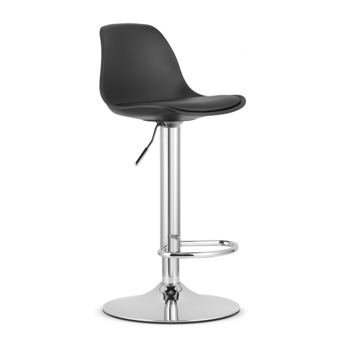 Scaun de bucatarie/bar, Artool, Hoga, rotativ, PP, piele ecologica, negru si argintiu, 38x40x81-102 cm [1]
