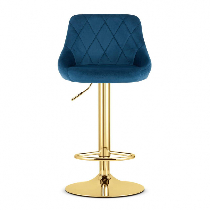 Scaun de bucatarie/bar, Artool, Kast, rotativ, catifea, bleumarin si auriu, 45.5x49x85-105 cm [4]