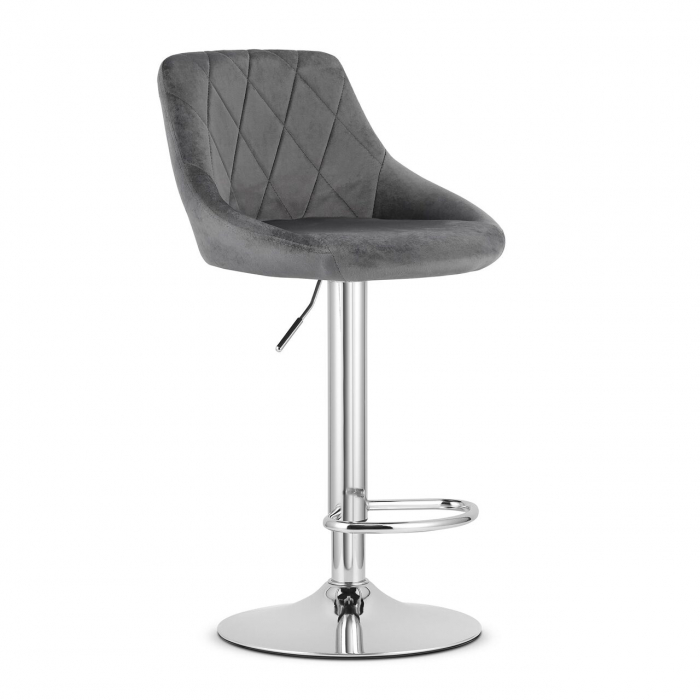 Scaun de bucatarie/bar, Artool, Kast, rotativ, catifea, gri si argintiu, 45.5x49x85-105 cm [1]