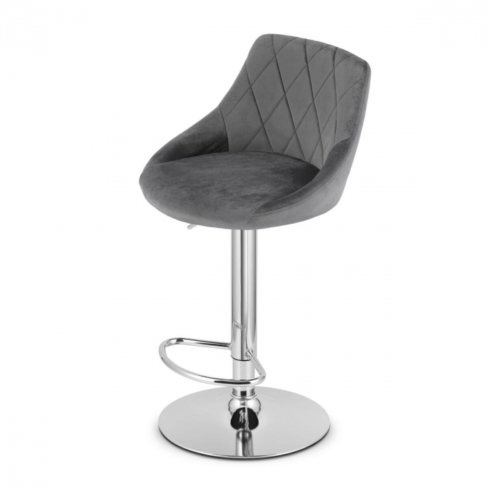 Scaun de bucatarie/bar, Artool, Kast, rotativ, catifea, gri si argintiu, 45.5x49x85-105 cm [2]