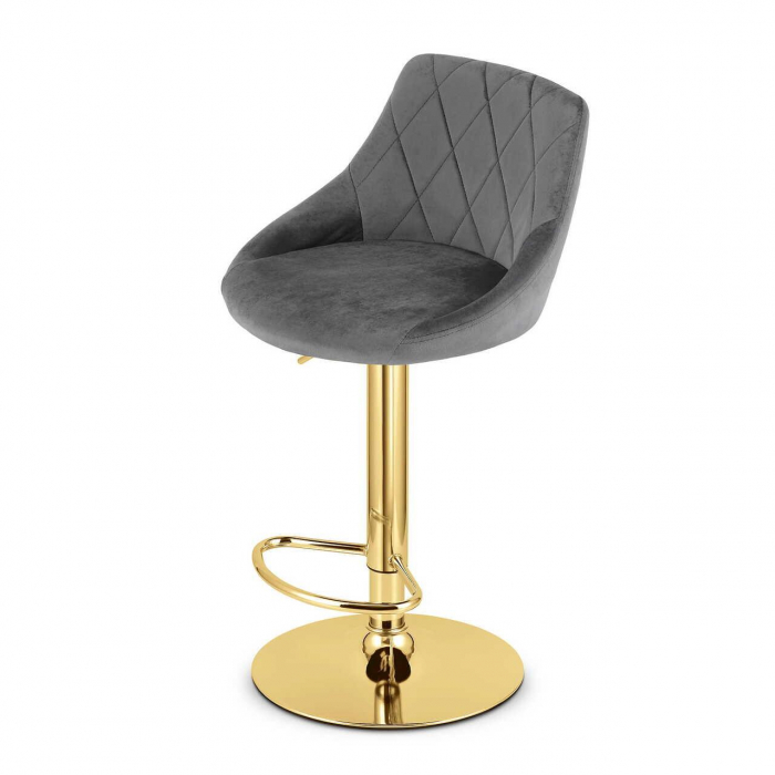Scaun de bucatarie/bar, Artool, Kast, rotativ, catifea, gri si auriu, 45.5x49x85-105 cm [4]