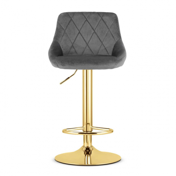 Scaun de bucatarie/bar, Artool, Kast, rotativ, catifea, gri si auriu, 45.5x49x85-105 cm [3]