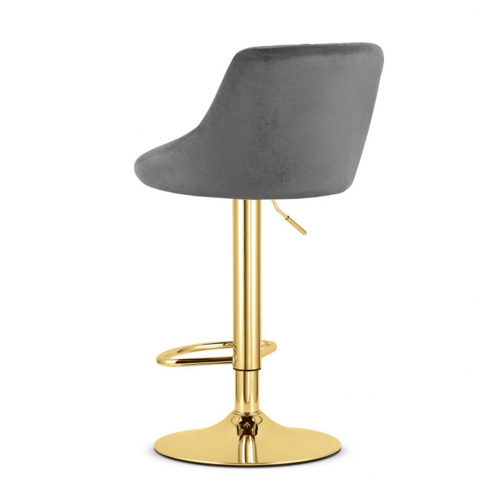 Scaun de bucatarie/bar, Artool, Kast, rotativ, catifea, gri si auriu, 45.5x49x85-105 cm [7]