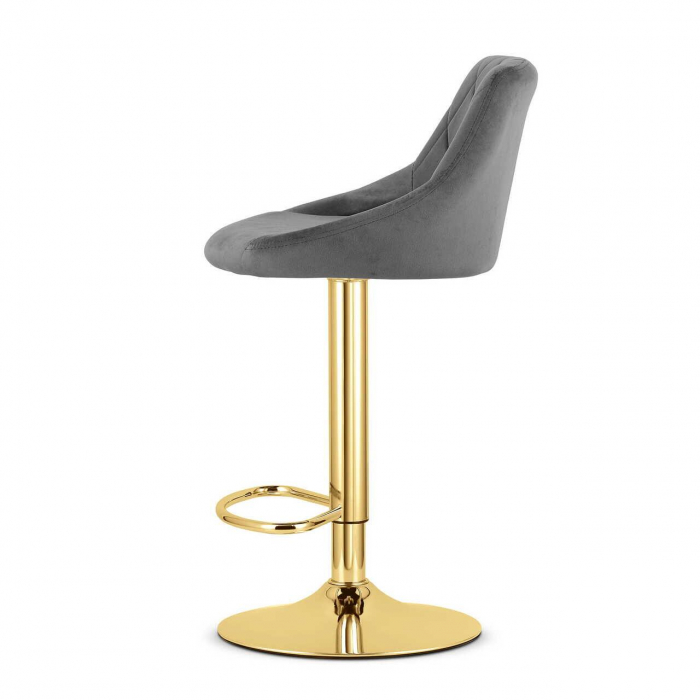 Scaun de bucatarie/bar, Artool, Kast, rotativ, catifea, gri si auriu, 45.5x49x85-105 cm [2]