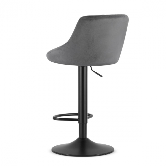 Scaun de bucatarie/bar, Artool, Kast, rotativ, catifea gri, picior metal negru, 45.5x49x85-105 cm [5]
