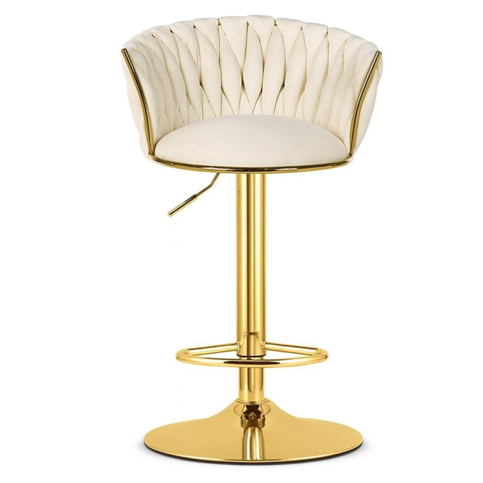 Scaun de bucatarie/bar, Artool, Mig, rotativ, catifea bej, picior metal auriu, 51x50x84-105 cm [6]