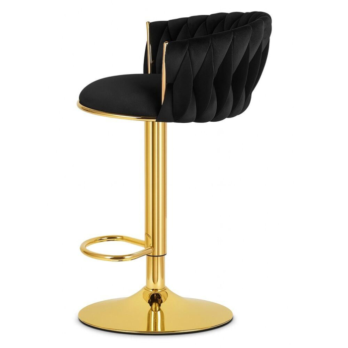 Scaun de bucatarie/bar, Artool, Mig, rotativ, catifea neagra, picior metal auriu, 51x50x84-105 cm [2]