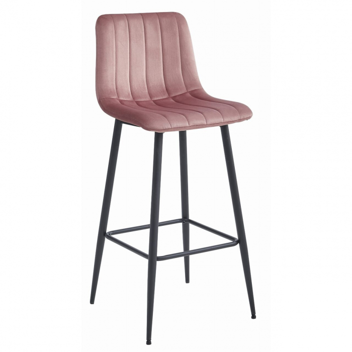 Scaun de bucatarie/bar, Artool, Pozza, catifea, otel, roz si negru, 43x35x104 cm [1]