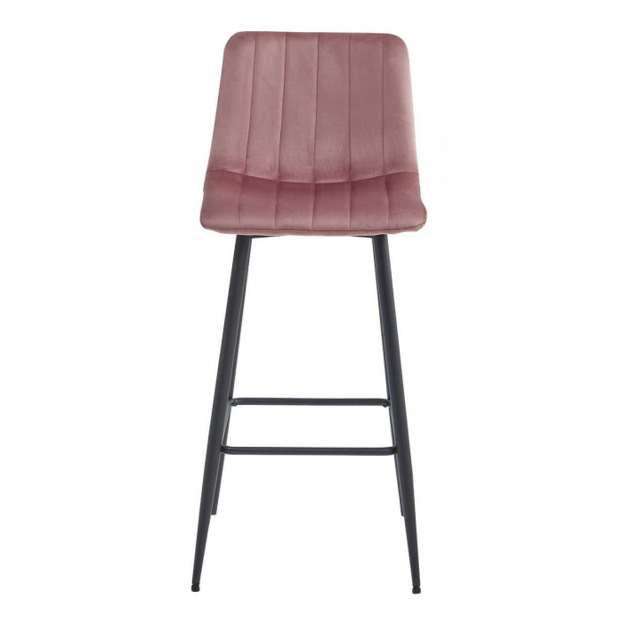Scaun de bucatarie/bar, Artool, Pozza, catifea, otel, roz si negru, 43x35x104 cm [4]