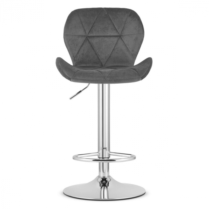 Scaun de bucatarie/bar, Artool, West, rotativ, catifea, gri si argintiu, 46x48.5x90-111 cm [3]
