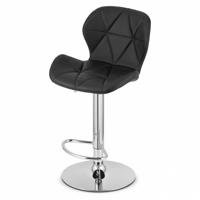 Scaun de bucatarie/bar, Artool, West, rotativ, piele ecologica, negru si argintiu, 46x48.5x90-111 cm [2]