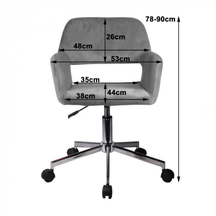 Scaun rotativ, catifea, roz, max 120 kg, 58x60x78/90 cm [5]