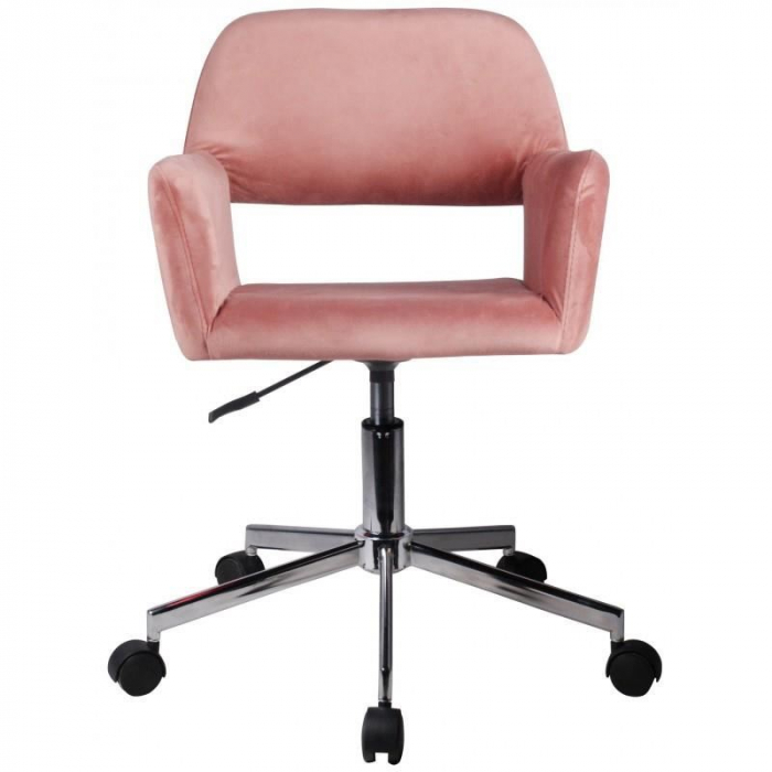 Scaun rotativ, catifea, roz, max 120 kg, 58x60x78/90 cm [3]