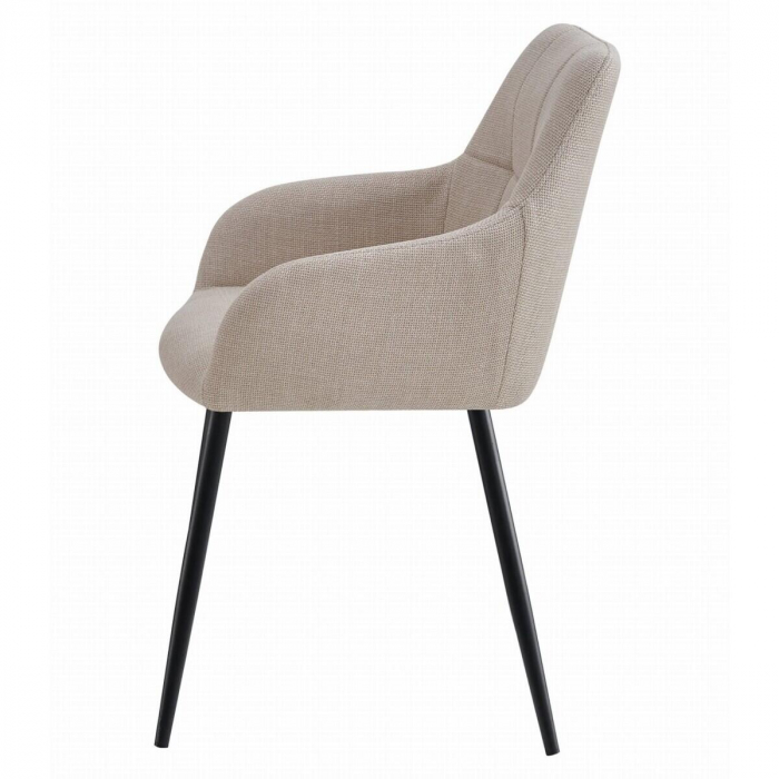 Scaun stil fotoliu bucatarie/living, Artool, Beni, stofa, metal, bej si negru, 57x59x85 cm [6]