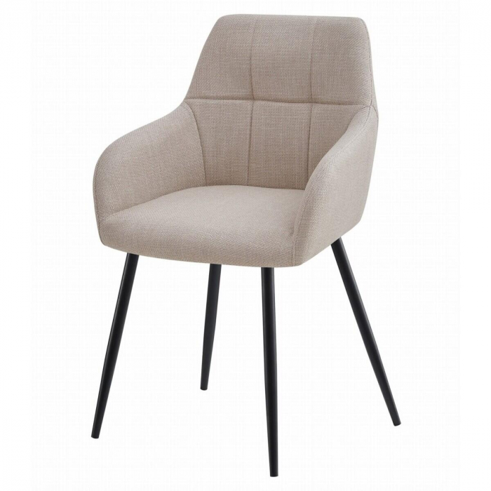 Scaun stil fotoliu bucatarie/living, Artool, Beni, stofa, metal, bej si negru, 57x59x85 cm [2]