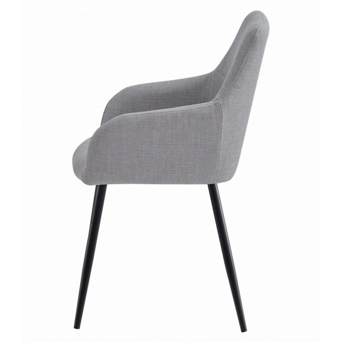 Scaun stil fotoliu bucatarie/living, Artool, Beni, stofa, metal, gri deschis si negru, 57x59x85 cm [5]