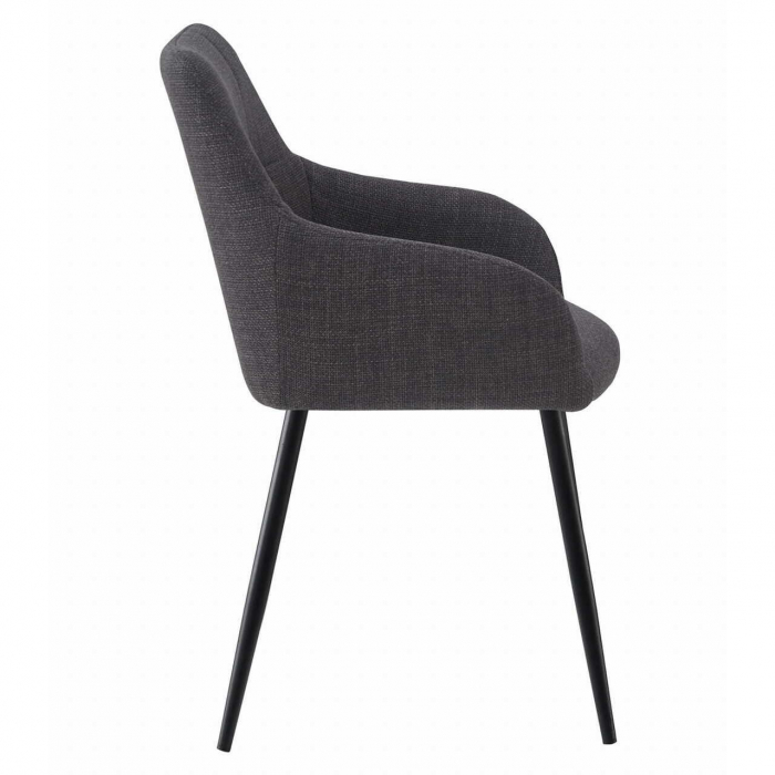 Scaun stil fotoliu bucatarie/living, Artool, Beni, stofa, metal, gri grafit si negru, 57x59x85 cm [2]