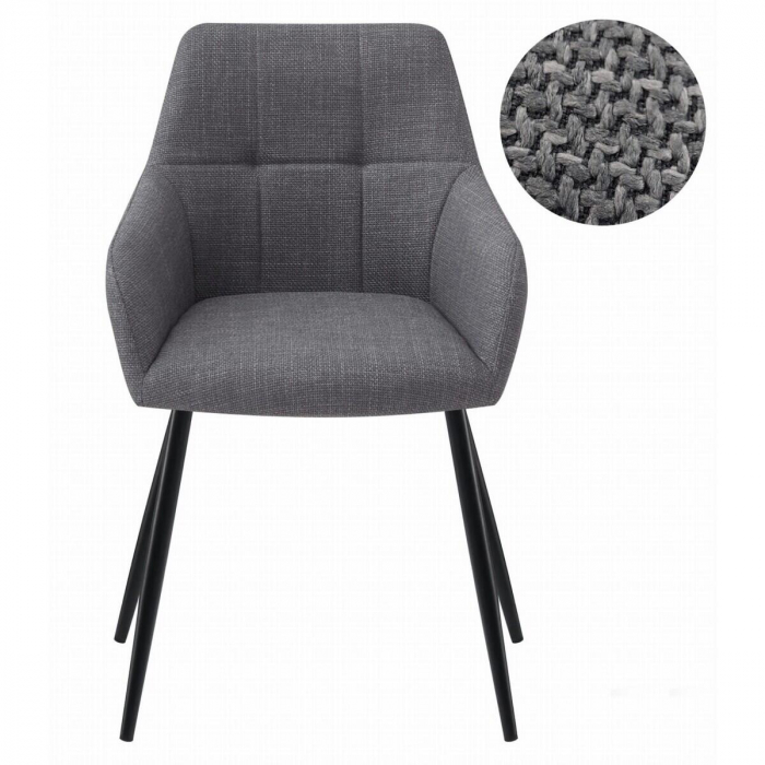 Scaun stil fotoliu bucatarie/living, Artool, Beni, stofa, metal, gri inchis si negru, 57x59x85 cm [3]