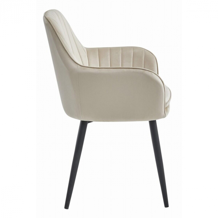 Scaun stil fotoliu bucatarie/living, Artool, Lugo, catifea, metal, bej si negru, 57.5x56.5x86.5 cm [4]