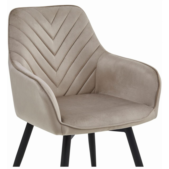 Scaun stil fotoliu bucatarie/living, Artool, Nana, rotativ, catifea, metal, bej inchis si negru, 56x61x83.5 cm [6]