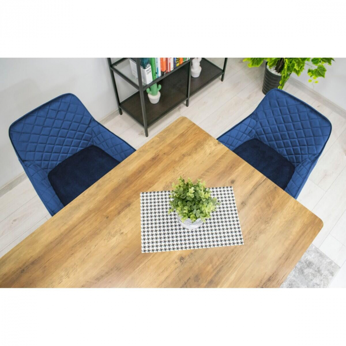 Scaun stil fotoliu bucatarie/living, Artool, Nola, catifea, metal, bleumarin si negru, 58x57x79 cm [5]