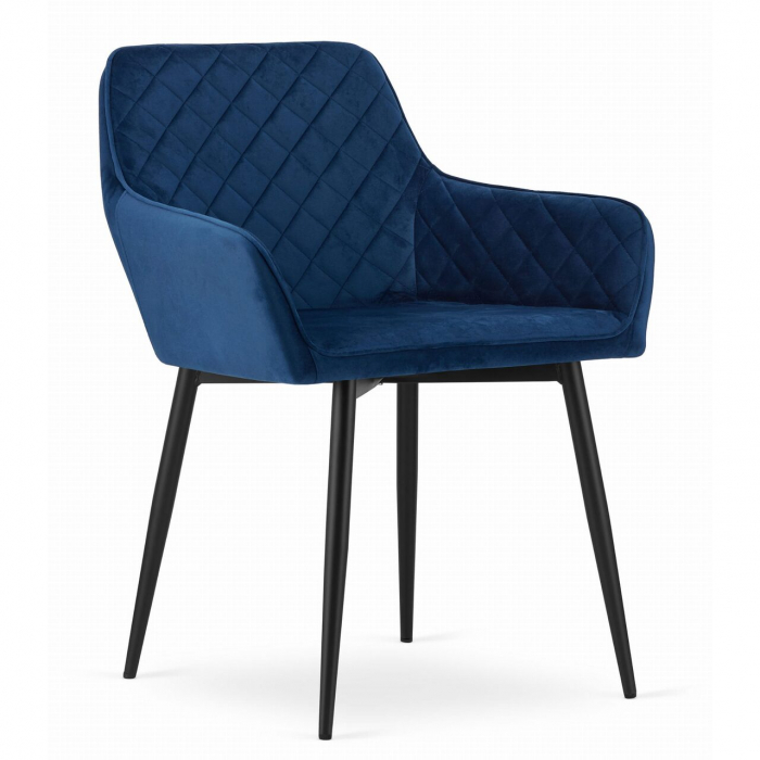 Scaun stil fotoliu bucatarie/living, Artool, Nola, catifea, metal, bleumarin si negru, 58x57x79 cm [1]