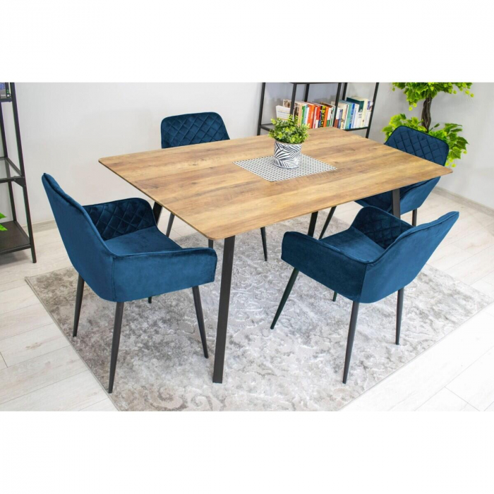 Scaun stil fotoliu bucatarie/living, Artool, Nola, catifea, metal, bleumarin si negru, 58x57x79 cm [8]