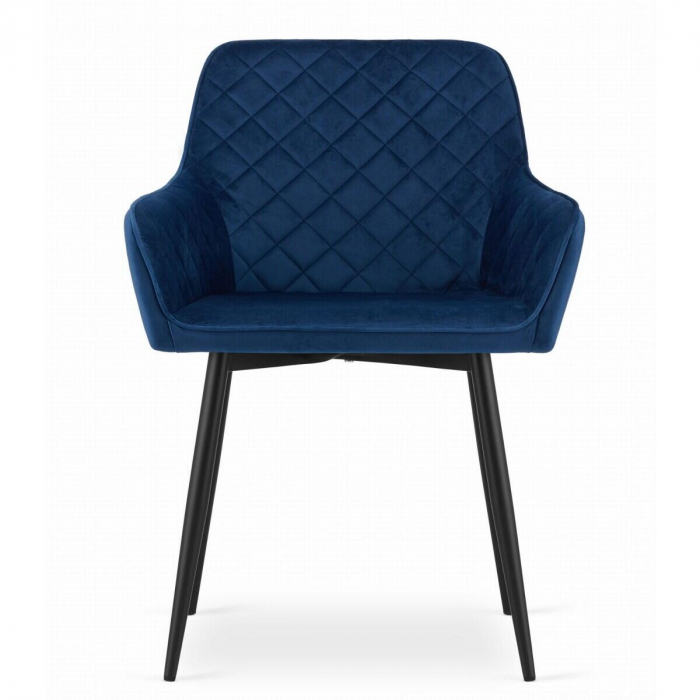 Scaun stil fotoliu bucatarie/living, Artool, Nola, catifea, metal, bleumarin si negru, 58x57x79 cm [14]