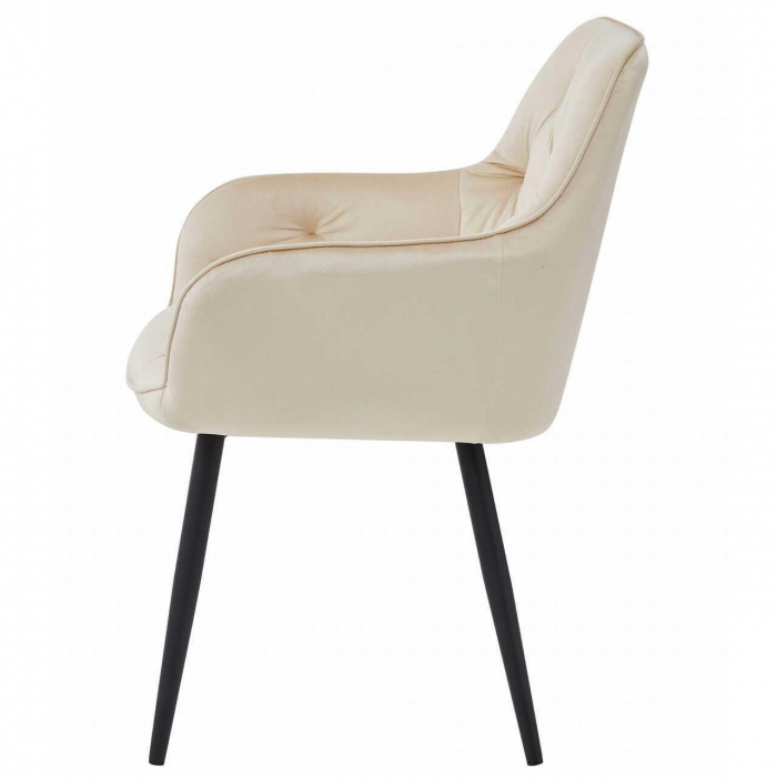 Scaun stil fotoliu bucatarie/living, Artool, York, catifea, metal, bej si negru, 56x62x83.5 cm [7]