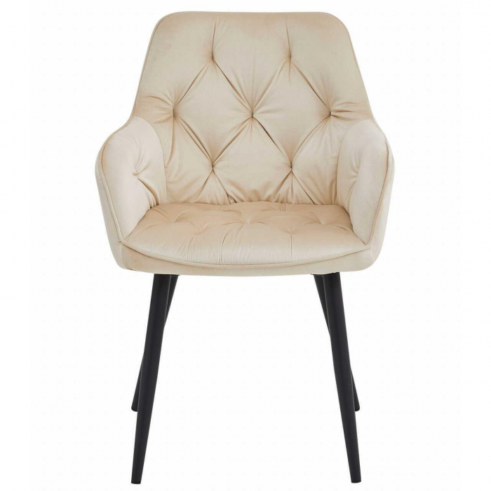 Scaun stil fotoliu bucatarie/living, Artool, York, catifea, metal, bej si negru, 56x62x83.5 cm [2]
