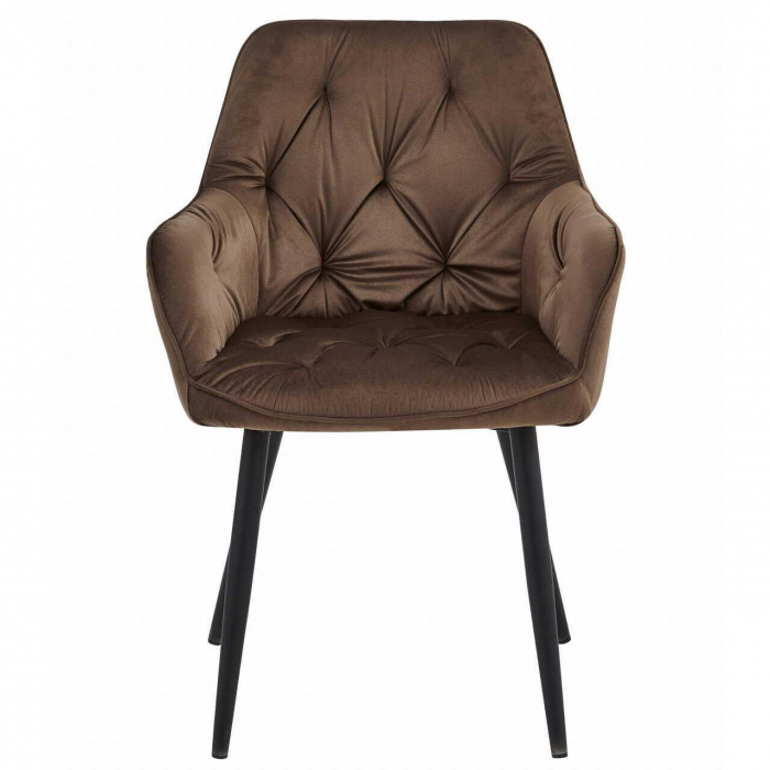 Scaun stil fotoliu bucatarie/living, Artool, York, catifea, metal, maro si negru, 56x62x83.5 cm [4]