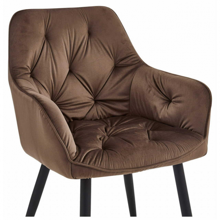 Scaun stil fotoliu bucatarie/living, Artool, York, catifea, metal, maro si negru, 56x62x83.5 cm [8]