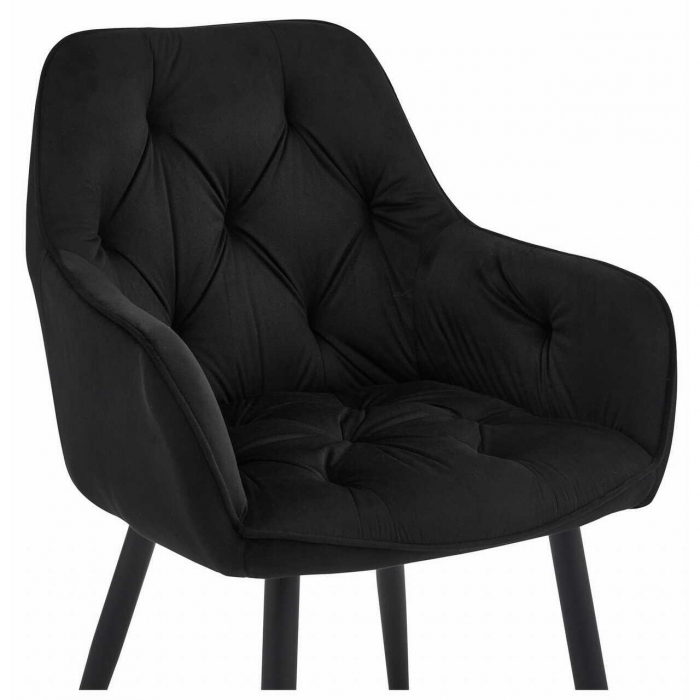 Scaun stil fotoliu bucatarie/living, Artool, York, catifea, metal, negru, 56x62x83.5 cm [2]