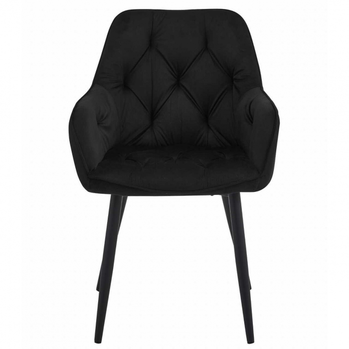 Scaun stil fotoliu bucatarie/living, Artool, York, catifea, metal, negru, 56x62x83.5 cm [5]