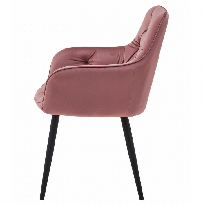 Scaun stil fotoliu bucatarie/living, Artool, York, catifea, metal, roz si negru, 56x62x83.5 cm [6]